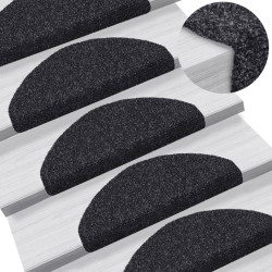 Tapetes de escada autoadesivos 10 peças 65x21x4 cm pretos semicirculares grandes