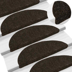 Tapetes de escada autoadesivos 5 peças 56x17x3 cm marrom escuro semicircular
