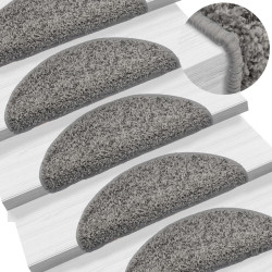 Tapetes de escada 10 peças 56x17x3 cm cinza semicircular