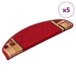 Tapetes de escadas adesivos 5 pcs 65x21x4 cm vermelho