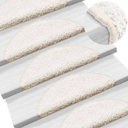 Tapetes de escada 10 peças 56x17x3 cm branco semicircular