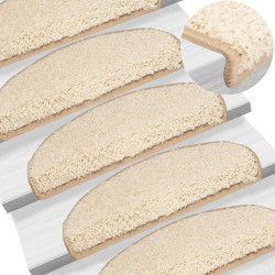 Tapetes de escada 10 peças 65x21x4 cm creme semicircular grande