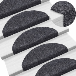 Tapetes de escada autoadesivos 10 peças 65x21x4 cm cinza escuro semicircular grande