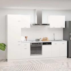 7 Pcs conjunto armários de cozinha derivados de madeira lyon branco