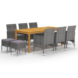 11 Pcs conjunto de jantar para jardim cinzento