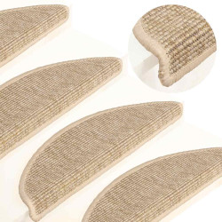 Tapetes de escada 15 peças 56x17x3 cm bege claro semicircular