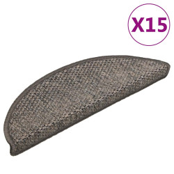 Tapetes escada adesivos aspeto sisal 15 pcs cinzento/bege