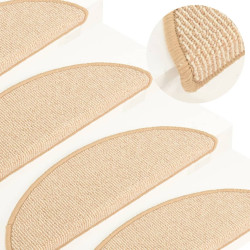 Tapetes de escada 15 peças 56x17x3 cm creme semicircular