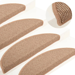 Tapetes de escada 15 peças 56x17x3 cm marrom claro semicircular