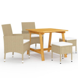 5 Pcs conjunto de jantar para jardim bege