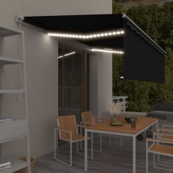 Toldo retrátil manual com estore/LED 5x3 m antracite