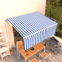 Toldo retrátil automático com estore 4x3 m azul e branco