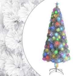 Árvore natal artificial pré-iluminada 210 cm fibra ótica branco