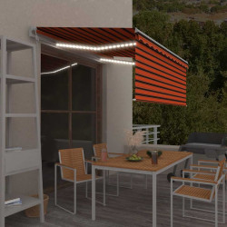Toldo autom. estore/LED/sensor vento 3,5x2,5 m laranja/castanho