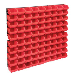 96 Pcs kit caixas arrumação com painéis parede vermelho e preto