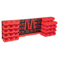 80 Pcs kit caixas arrumação c/ painéis parede vermelho e preto
