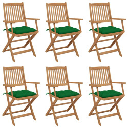 Cadeiras de jardim dobráveis c/ almofadões 6 pcs acácia maciça