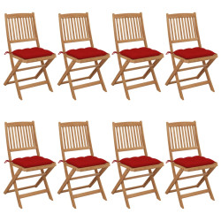 Cadeiras de jardim dobráveis 8 pcs c/ almofadões acácia maciça