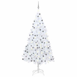 Árvore natal artificial pré-iluminada c/ bolas branco