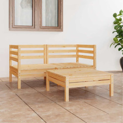 3 Pcs conjunto lounge de jardim pinho maciço