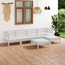 6 Pcs conjunto lounge de jardim pinho maciço branco