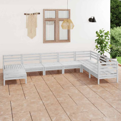 8 Pcs conjunto lounge de jardim pinho maciço branco