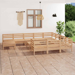 12 Pcs conjunto lounge de jardim pinho maciço