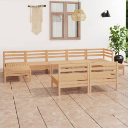 9 Pcs conjunto lounge de jardim pinho maciço