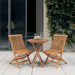 3 Pcs conjunto de jantar para jardim madeira de teca maciça