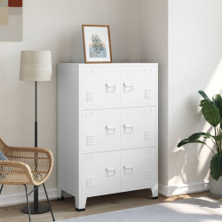 Aparador de arrumação industrial 75x40x115 cm metal branco