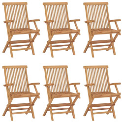 Cadeiras de jardim dobráveis 6 pcs madeira de teca maciça