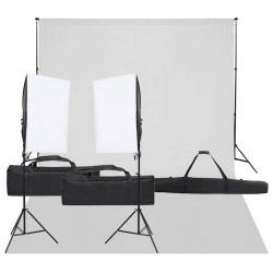 Kit de estúdio fotográfico com conjunto de iluminação e fundo