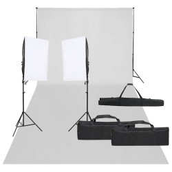 Kit de estúdio fotográfico com conjunto de iluminação e fundo