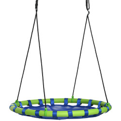 Baloiço infantil ninho com altura ajustável para crianças de 3-8 anos carga 150 kg para exterior ø100x120-180 cm azul