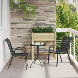 Cadeiras de jardim empilháveis 2 pcs textilene preto