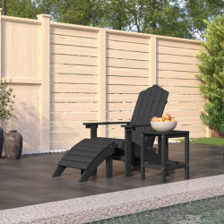 Cadeira jardim adirondack c/ apoio de pés/mesa pead antracite