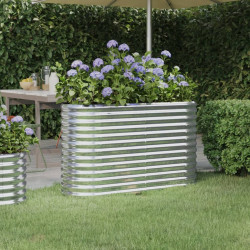 Canteiro elevado jardim 114x40x68cm aço galvanizado prateado