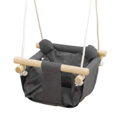 Baloiço para bebés de 9-36 meses com cordas ajustáveis e assento acolchoado 40x40x110-180 cm cinza escuro