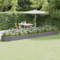 Canteiro elevado jardim 544x100x36 aço galvanizado cinzento