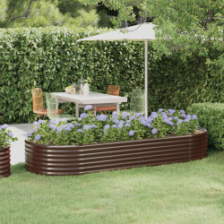 Canteiro elevado jardim 249x100x36 aço galvanizado castanho