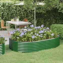 Canteiro elevado jardim 214x140x36 cm aço galvanizado verde