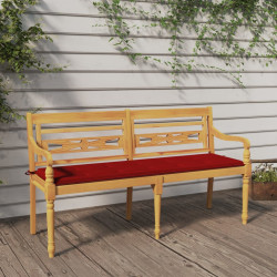 Banco batavia c/ almofadão vermelho 150 cm madeira teca maciça