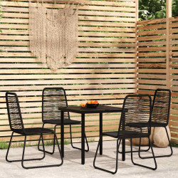 5 Pcs conjunto de jantar para jardim preto