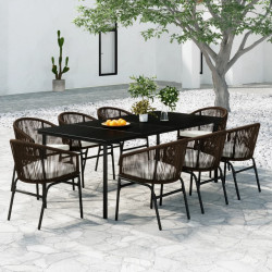 9 Pcs conjunto de jantar para jardim castanho