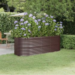 Canteiro elevado jardim 224x80x68cm aço galvanizado castanho