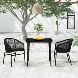 3 Pcs conjunto de jantar para jardim preto