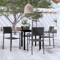 5 Pcs conjunto de jantar para jardim preto