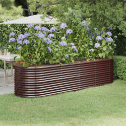 Canteiro elevado jardim 296x80x68cm aço galvanizado castanho