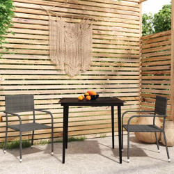 3 Pcs conjunto de jantar para jardim cinzento