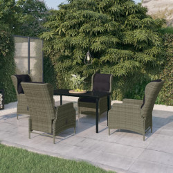 5 Pcs conjunto de jantar para jardim castanho